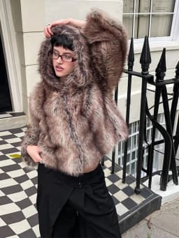 2026 New Winter Hooded Faux Fur Short Jacket For Women High Street Long Sleeve Fluffy Cropped Coat Female Elegant Chic Outerwear