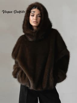 Casual Furry Faux Fur Hooded Pullover Women Loose Full Sleeve Warm Solid Coat 2026 Autumn Winter Lady Street Fashion Outwear New