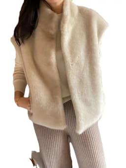 Luxury Faux Fur Vest Korean Fashion Women Winter Fall Design Solid Color High Quality Women Faux Fur Coats Sleeveless