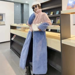 Luxury Faux Rabbit Fur Coats Fluffy Women's Two Tone Furry Long Overcoat Ladies Jacket Plus Size 5XL Thick Warm Loose Plush Coat