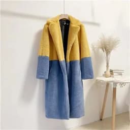 Luxury Faux Rabbit Fur Coats Fluffy Women's Two Tone Furry Long Overcoat Ladies Jacket Plus Size 5XL Thick Warm Loose Plush Coat