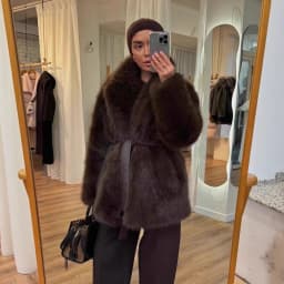 New Winter Faux Fur Coat Street Fashion Soft Smooth Fox Fur Jacket With Waist Belt Warm Thick Brand Luxury Plush Overcoat