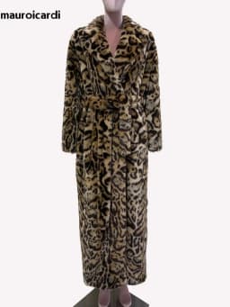 Mauroicardi Winter Maxi Colorful Multicolored Thick Warm Leopard Print Faux Fur Coat Women Sashes Baggy Chic Furry Overcoat 2024