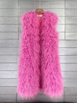 Mongolia Sheep Fur Women Long Vest Colorful Warm Faux Fur High Street Plush Coats Female Jacket Autumn Winter Furry Outerwear