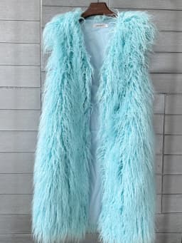 Mongolia Sheep Fur Women Long Vest Colorful Warm Faux Fur High Street Plush Coats Female Jacket Autumn Winter Furry Outerwear