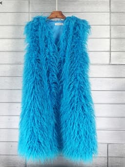 Mongolia Sheep Fur Women Long Vest Colorful Warm Faux Fur High Street Plush Coats Female Jacket Autumn Winter Furry Outerwear