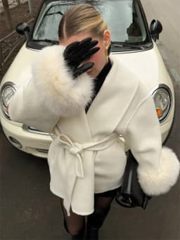 Trendix Fox Fur Woolen Women's Autumn Coat Fashion Patchwork Double-Sided Wool Overcoat 2025 New Elegant Office Commuter Jacket
