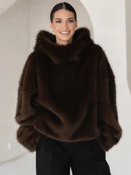 2026 Spring New Faux Fur Long Sleeve Hooded Sweatshirt For Women Elegant Oversize Hoodie Pullover Lady Street Hip-hop Chic Tops