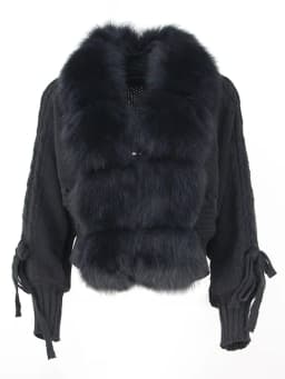 OFTBUY Winter Women Casual Real Fox Fur Collar New Fashion Short Warm Loose Knitted Jacket with Natural Fur Placket Coat