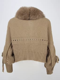 OFTBUY Winter Women Casual Real Fox Fur Collar New Fashion Short Warm Loose Knitted Jacket with Natural Fur Placket Coat