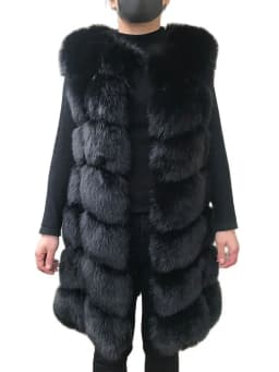 HJQJLJLS 80 Cm Faux Fur Vest 2021 Winter Women Thick Warm Faux Fox Fur Sleeveless Coat Female Fluffy Artificial Fur Coat Jacket