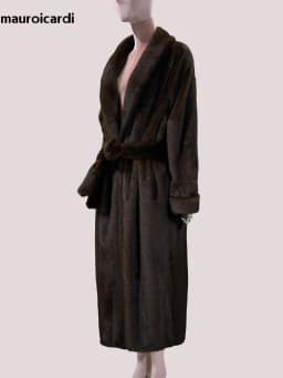 Mauroicardi Winter Long Thick Warm Brown Skirted Faux Mink Fur Coat Women Shawl Collar Sashes Elegant Luxury Furry Overcoat 2025