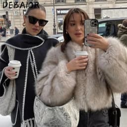 OFTBUY Iconic Street Week Luxury Brand Gardient Jacket Winter Cool Girls Fluffy Short Fur Jacket Cropped Faux Fur Clothes Women