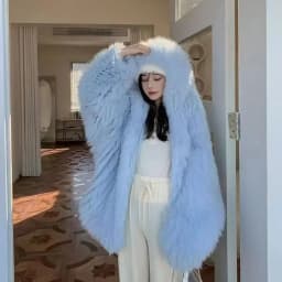 Faux Fur Coat Women Winter Short Bat Full Sleeve Hooded Coats Slim Spliced Thick Coat Loose Open Stitch Jacket