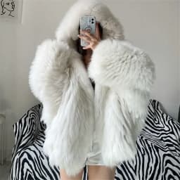 Faux Fur Coat Women Winter Short Bat Full Sleeve Hooded Coats Slim Spliced Thick Coat Loose Open Stitch Jacket