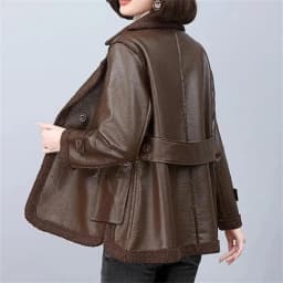 2025 Autumn/Winter New Thick Velvet Women's Leather Jacket Fashionable, Wearing Fur on Both Sides for Warmth