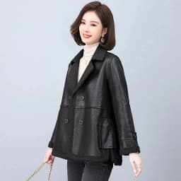 2025 Autumn/Winter New Thick Velvet Women's Leather Jacket Fashionable, Wearing Fur on Both Sides for Warmth