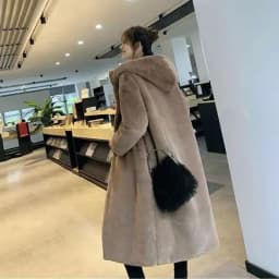 Women Faux Fur Maxi Jacket Thick Y2k Autumn Winter Maxi Coat Long Warm Luxury Belt Fur Black Parkas Bontjas Furry Outerwear