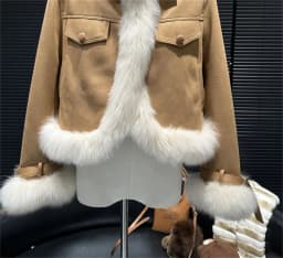 Melad Composite Fur Coat for Women, Autumn/Winter 2025 New Collection, Suede Short, Environmentally Friendly Fox Fur Grass Top