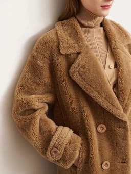 Amii Fur Coat 2026 Winter New Warm Office Lady Turn-Down Collar Full Wool Outerwears Straight Double-breasted Coat 12554013