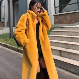 Long Faux Fur Coat Women Fashion Solid Color Artificial Mink Fur Jacket Winter Thick Warm Velvet Plush Overcoat Female Clothing
