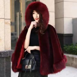 Women's new winter faux fur shawl cape style short Haining faux fox fur thick hooded windbreaker women jacket coats for women
