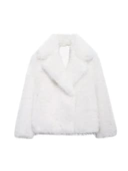 Women's Thick Warm Faux Fur Jacket, Long Sleeve Coat, Lapel Collar, Female Outerwear, Chic Tops, Fashion