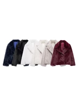 Women's Thick Warm Faux Fur Jacket, Long Sleeve Coat, Lapel Collar, Female Outerwear, Chic Tops, Fashion