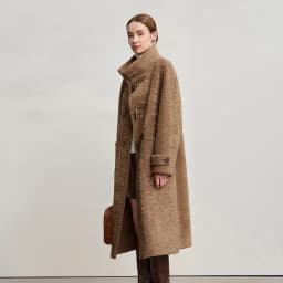 Amii Women's Coat 2025 Winter New Loose Long Half-high Collar Long Sleeves Coat Women Straight Elegant Warm Outerwear 12554010