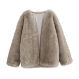 French Style Slouchy Faux Fur Coat Women Fluffy Dyed Tip Mid-Length Fox Fur Jacket V-Neck Autumn Winter Thickened Fur Overcoat