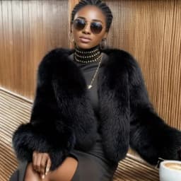Luxury Autumn Winter Faux Fur Jacket Black White Elegant Short Style Fox Fur Coat Classic Ins Chic Girls Fluffy Plush Jacket