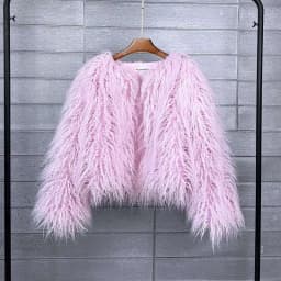 LANMREM Fashion Imitation Fur Coat Women's O-neck Long Sleeves Bright Color Elegant Coats Party Clothes Autumn Winter New 2Z2561