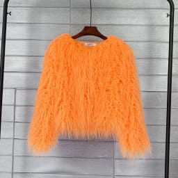 Women Imitation Sheep Faux Short Coat Thermal Slim Fit Loose Elegant High Street Button Jacket Round Neck 2026 Winter Outwear