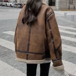 Vintage Lamb Fur Coat For Women Autumn Winter 2026 New Loose Korean Motorcycle Suit Thickened Jacket Caramel Coat For Women