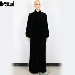 Nerazzurri Floor Length Fluffy Faux Fur Coat Women Black Extra Long Warm Outerwear Winter Furry Fake Fur Overcoat 5xl 6xl 7xl