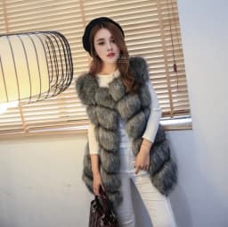 Women Vests Thick Faux Fur Tops Sleeveless Cardigan Round Neck Regular Vest Coats Solid Spliced Casual Lady Winter 2025