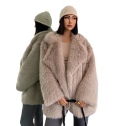 Fashionable Street Style Fox Fur Coat Loose Suit Collar Medium Long Imitation Fur Coat For Women Autumn-winter fur overcoat