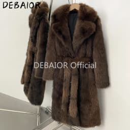 OFTBUY Women's New Autumn Winter Faux Fur Long Coat Notched Lapel Belted Gradient Faux Fur Jacket Thick Warm Clothes Outerwear