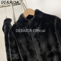 OFTBUY Women's New Autumn Winter Faux Mink Fur Coat Stand Collar Short Plush Luxury Vegan Fur Jacket Fake Fur Outerwear