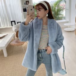 LGRQ Streetwear Fashion Faux Fur Coat Women's 2026 New Winter Minimalist Lapel Long Sleeve Loose Plush Warm Outerwear 19DB3550