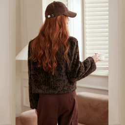 Louis Yao Ladies' Elegant Style Coat 2025 Autumn Winter V-Neck Regular Shoulder Sleeves Faux Mink Fur Pattern Print Women's Coat