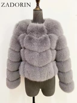 ZADORIN Faux Fur Coats Cropped Fur Top Woman Clothes Winter Luxury Faux Fur Coat Woman Fluffy White Faux Fur Jacket Woman Tops