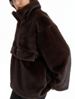 LIMO Ladies Half‑Zip Faux Fur Coat Stand Collar Casual Loose Fit Fashion Plush Outer Jacket With Pockets