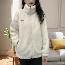 Women's Short Fleece Lined Thickened Woolen Coat Spring Autumn Winter Loose Fashionable Warm Cotton Jacket Top