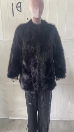Lautaro Autumn Winter Black Soft Thick Warm Hairy Shaggy Faux Fox Fur Coat Women Stand Collar Long Sleeve Fluffy Jacket 2023