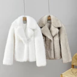 Neo Mint Chic Street Hot Girls 2025 Winter Pure White Faux Fur Jacket Women Fuzzy Lapel Collar Fox Fur Coat Thick Warm Outerwear