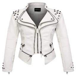Spring New Style Suit Collar Rivet Waist Short Washed Pu Leather Jacket