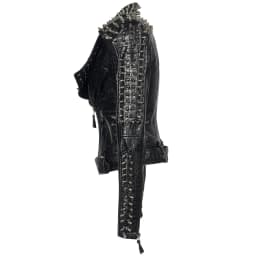 2026 Steampunk Rock Rivet Women's Leather Jacket Slim Short Streetwear Gothic Embroidery PU Leather Locomotive Coat Femme