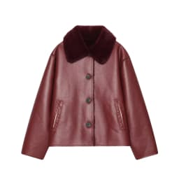 Women's Jacket 2025 Autumn/Winter New Arrivals Dark Brown Long-Sleeve Faux Leather Reversible Jacket Stylish and Unique
