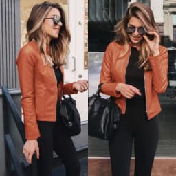 Autumn and Winter Women's Large Size Leather Jacket Fashionable Solid Color Slim Street Elegant Versatile Top PU Suit Jacket
